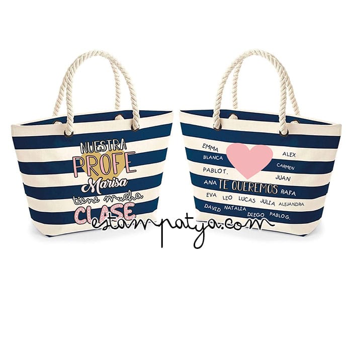 Bolsas Personalizada para regalar a las profes - Estampatya Bolsa nuestra profe tiene mucha clase