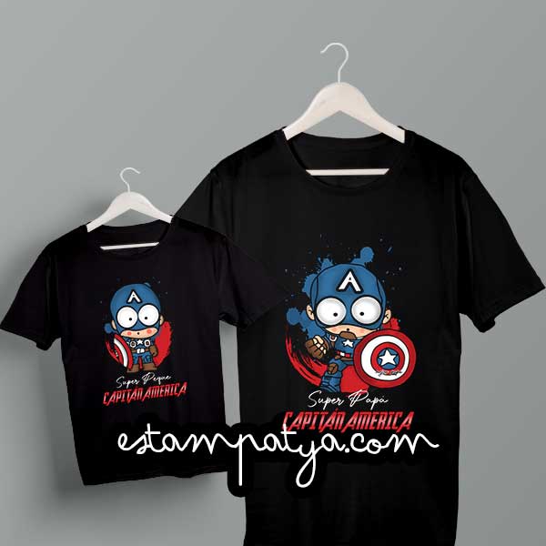 Ideas de regalos para papá - Estampatya Camisetas "super papá capitán america"