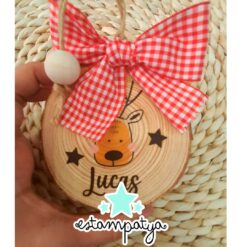 Rodaja de Madera Personalizada Navidad reno