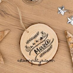 Rodaja de madera para colgar "Personalizada Navideña"