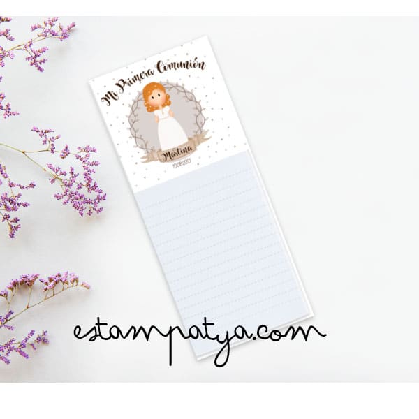 Block con imán personalizado para comuniones - Estampatya block con imán invitados de comunión