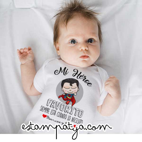 Body "papá es mi héroe favorito" personalizado - Estampatya Body "papá es mi héroe favorito"