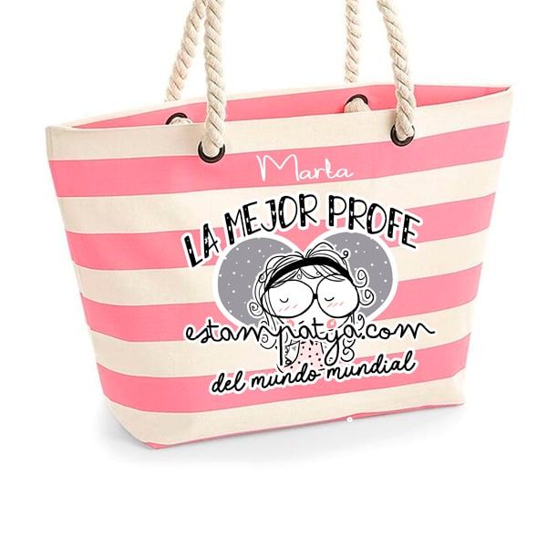 Bolsa playa personalizada la mejor profe del mundo - Estampatya bolsa la mejor profe del mundo