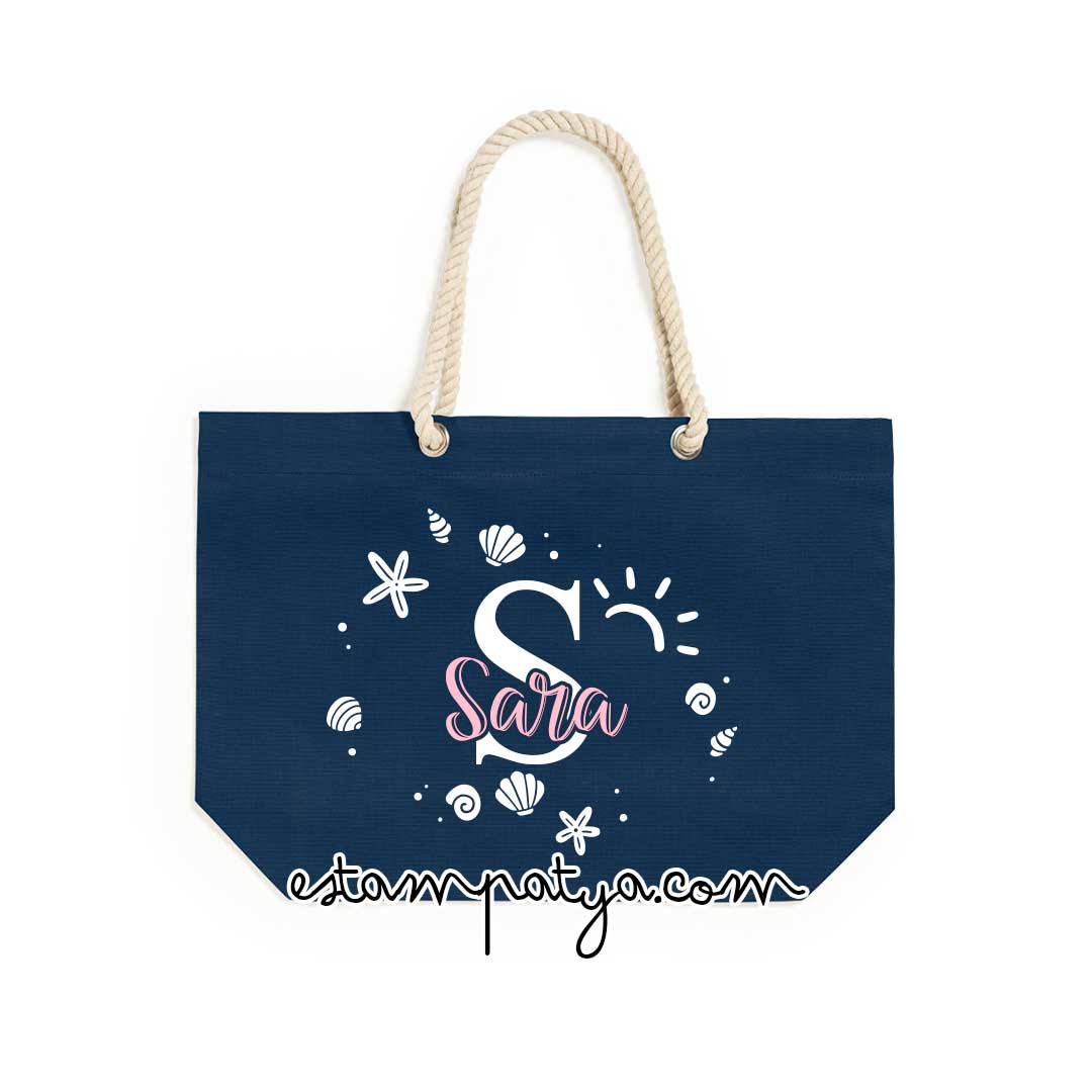 Bolsa Playa personalizada con nombre e inicial - Estampatya Bolsa Playa personalizada con nombre e inicial