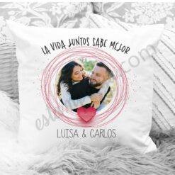 Cojín San Valentín personalizado la vida juntos sabe mejor