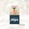 Calendario imán personalizado con foto y mensaje de Feliz Navidad 2026