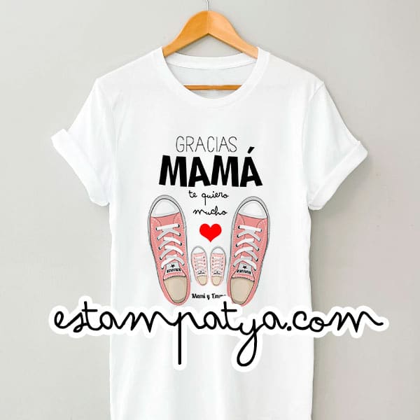 Camiseta "gracias mamá zapatillas" - Estampatya Camisetas mamá zapatillas personalizadas