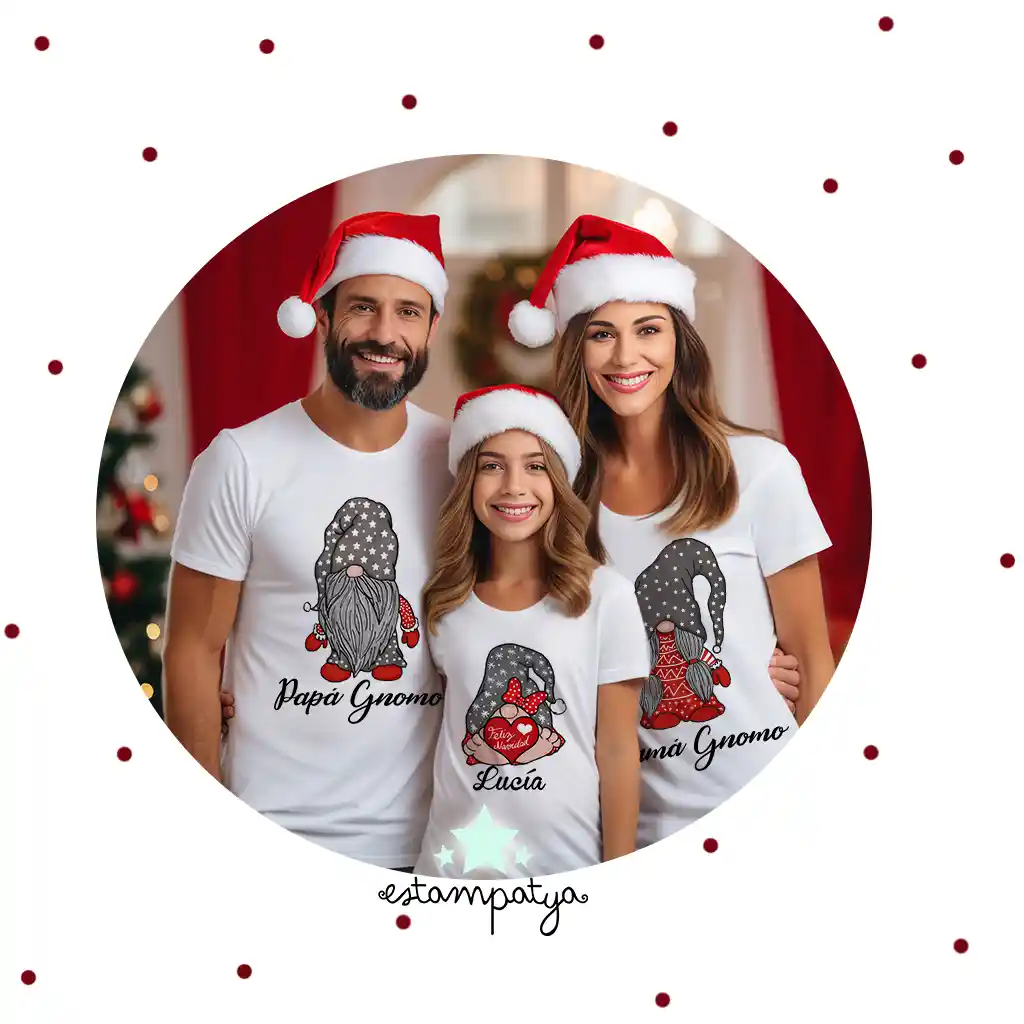 Camisetas Navidad Familia Gnomo - Estampatya Camisetas Navidad Familia Gnomo