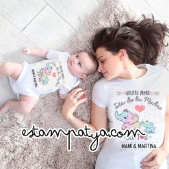 Camisetas mamá "nuestro primer día de la madre elefantes" - Estampatya Camisetas mamá nuestro primer día de la madre elefantes