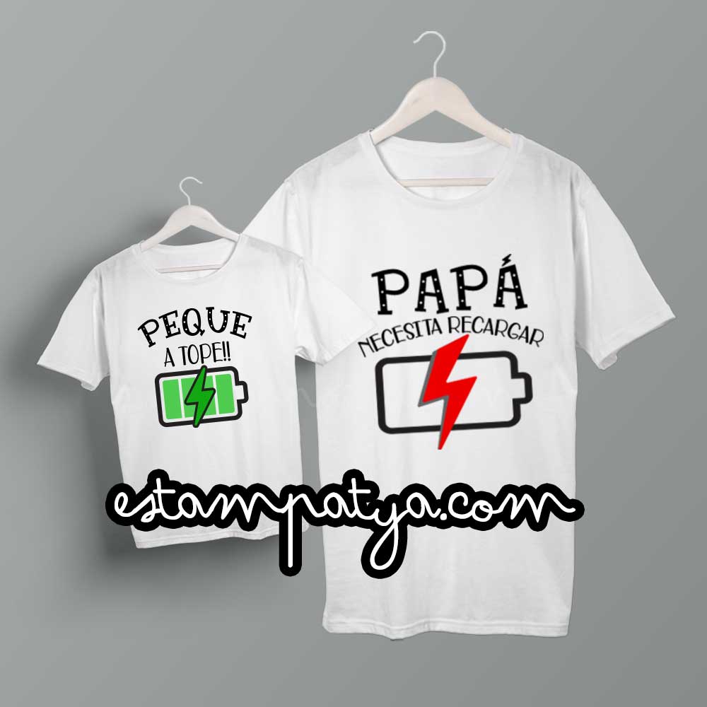 Camisetas papá necesita recargar - Estampatya Camisetas papá necesita recargar