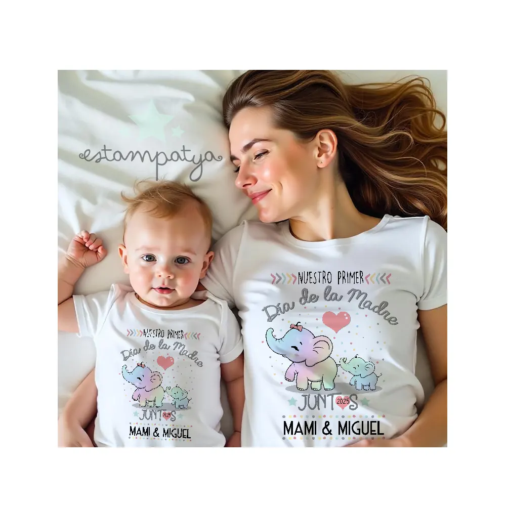 Camisetas mamá "nuestro primer día de la madre elefantes" - Estampatya Camisetas mamá "nuestro primer día de la madre elefantes"