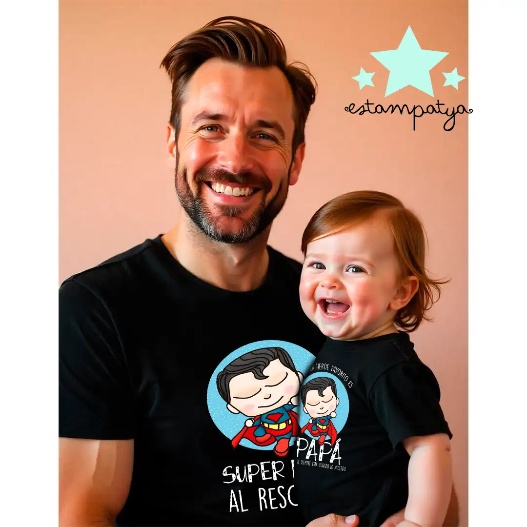 Camisetas Super papá - Estampatya camisetas super papá al rescate. Camisetas padres e hijos 2
