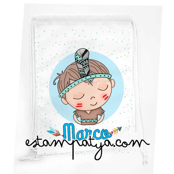 Mochila cuerdas personalizada indio o india - Estampatya Mochila cuerdas personalizada indio o india