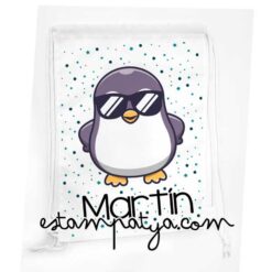 Mochila cuerdas personalizada pinguino gafas