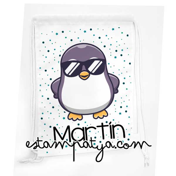 Mochila cuerdas personalizada pinguino gafas - Estampatya Mochila cuerdas personalizada pinguino gafas