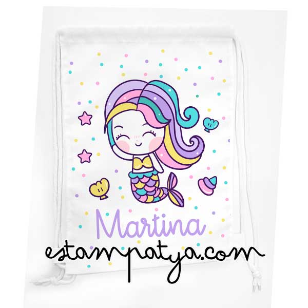 Mochila cuerdas personalizada sirena kawaii - Estampatya Mochila cuerdas personalizada sirena kawaii