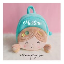 Mochila de Felpa Personalizada Muñeca Turquesa