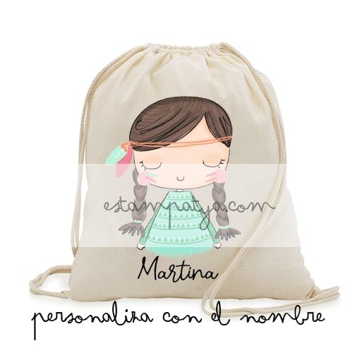 Mochila de algodón para invitados diseño India - Estampatya Mochila de algodón para invitados diseño India - Imagen 2