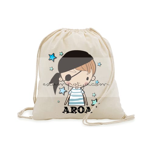 Mochila de algodón para invitados diseño Pirata - Estampatya Mochila de algodón para invitados diseño Pirata - Imagen 2