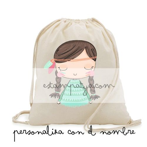 Mochila de algodón para invitados diseño India - Estampatya Mochila de algodón para invitados diseño India