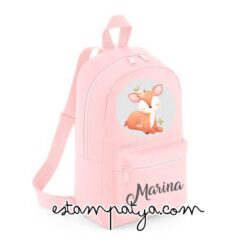 Mochila mini personalizada ciervo rosa