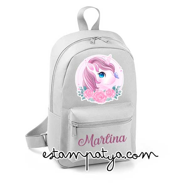 Mchila mini personalizada unicornio rosa - Estampatya Mochila personalizada unicornio mini