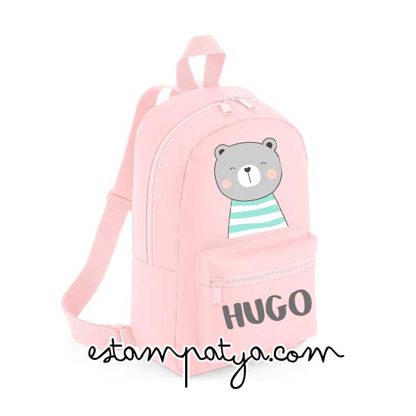 Mchila mini personalizada osito rayas - Estampatya Mochila personalizada oso mini