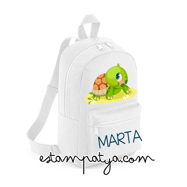 Mochila mini personalizada tortuga - Estampatya Mochila mini personalizada tortuga blanca