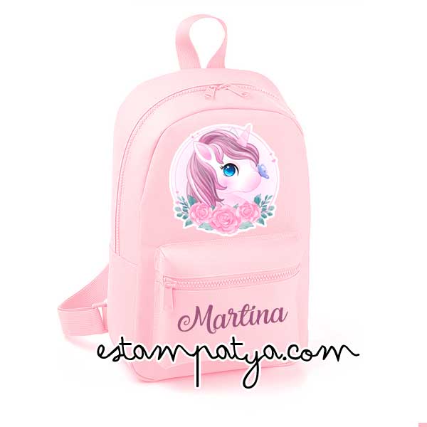 Mchila mini personalizada unicornio rosa - Estampatya Mochila mini personalizada unicornio rosa