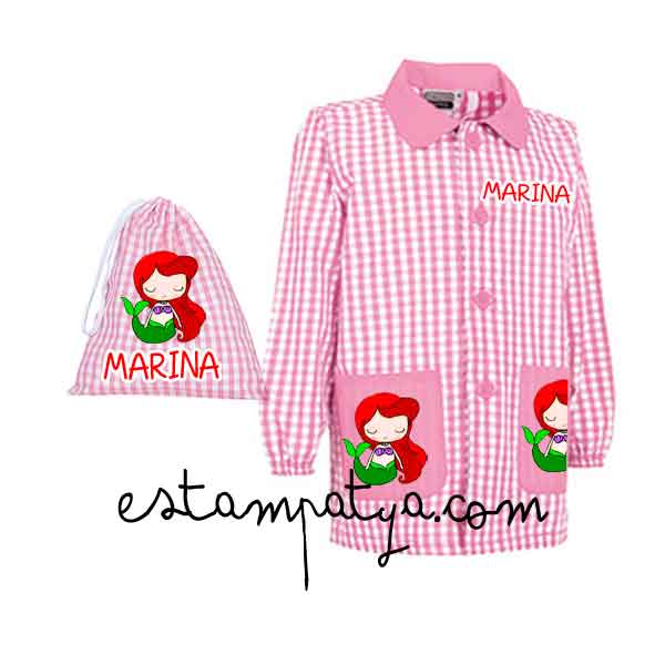 Pack bata y bolsita merienda diseño princesas - Estampatya Pack bata y bolsita merienda diseño princesas