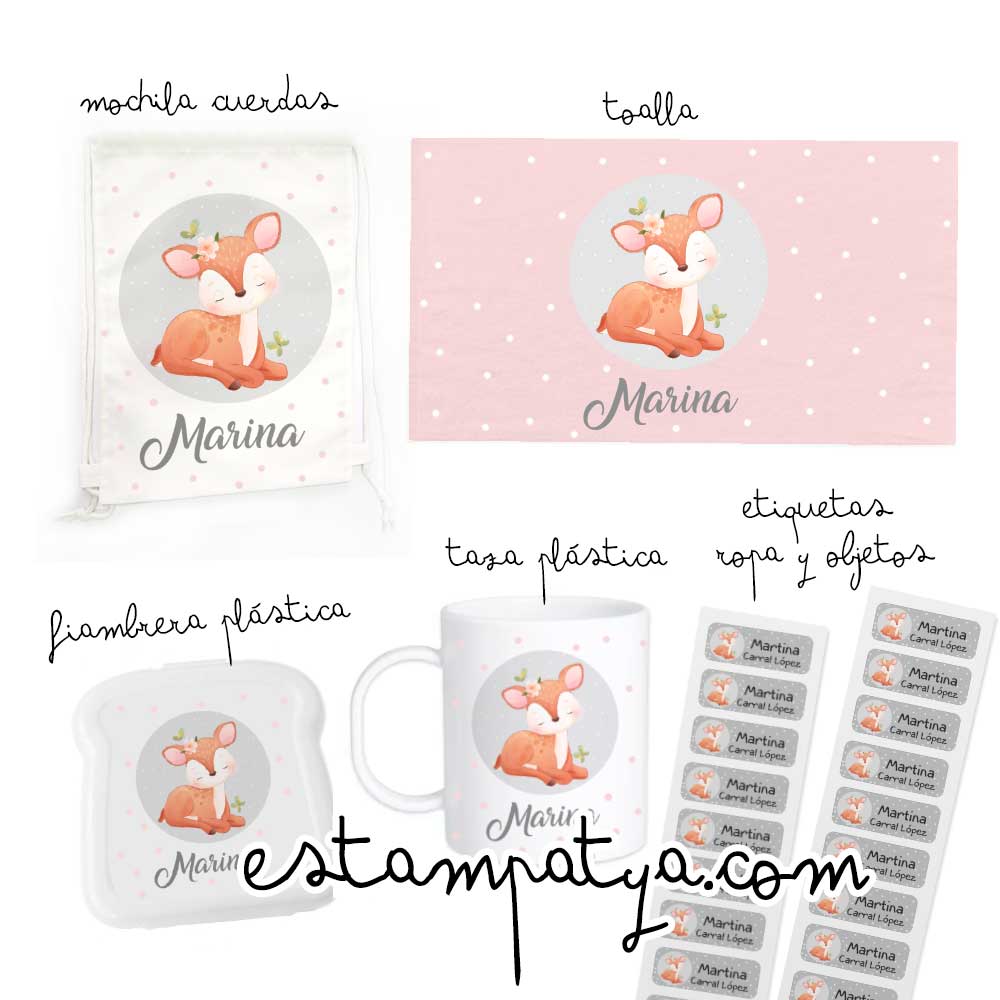 Pack guardería personalizado ciervo - Estampatya Pack guardería personalizado ciervo