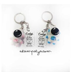 Pack llaveros contigo hasta la luna ida y vuelta personalizados
