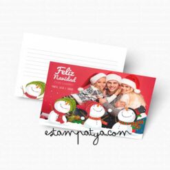 Postal Navidad Personalizada muñecos de nieve