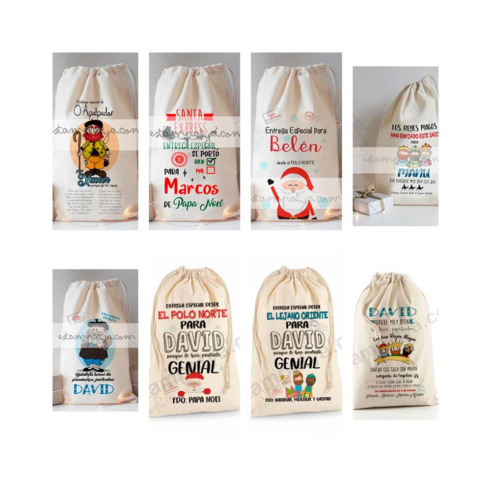 Saco Navidad Regalos Mediano - Estampatya sacos navideños personalizados con nombre