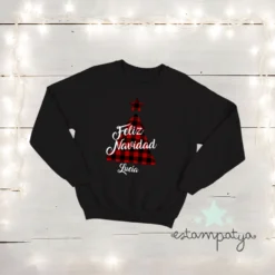 Sudadera navideña arbol personalizada con nombre