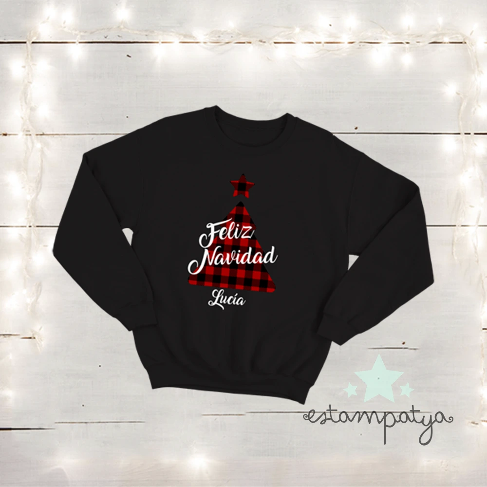 Sudadera Navidad Árbol Personalizada - Estampatya Sudadera navideña arbol personalizada con nombre