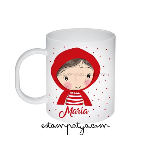 Taza Plástico personalizada caperucita - Estampatya Taza Plástico personalizada caperucita