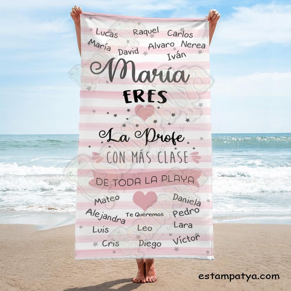 Toalla Profe con clase personalizada con nombres - Estampatya Toalla Profe con clase personalizada con nombres