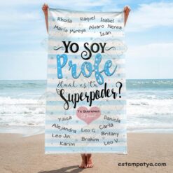 Toalla Profe personalizada yo soy profe cual es tu super poder - Estampatya Toalla Profe personalizada yo soy profe cual es tu super poder - Imagen 2