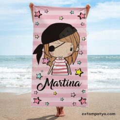 Toalla pirata personalizada con nombre - Estampatya Toalla pirata personalizada con nombre - Imagen 2
