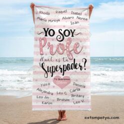 Toalla Profe personalizada yo soy profe cual es tu super poder