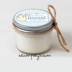Vela con aroma de jazmín en tarro personalizada para eventos