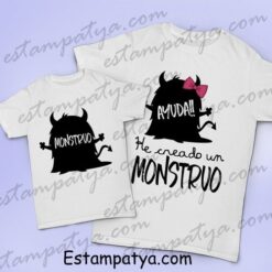 Camisetas Mamá ayuda he creado un monstruo
