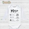 Bodi de bebé personalizado con sus datos de nacimiento