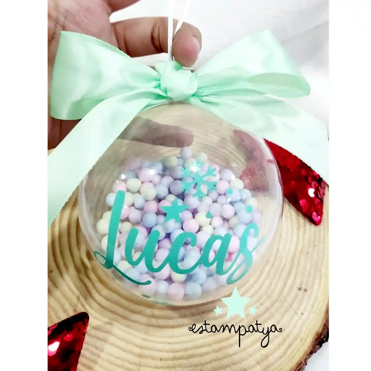 Bola Navidad Personalizada Fantasía - Estampatya bola navidad nombre en mint