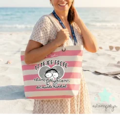 Bolsa playa personalizada la mejor profe del mundo - Estampatya Bolsa de playa personalizada la mejor profe del mundo, bolsa de playa para regalar a las profes modelo
