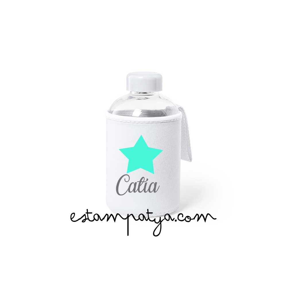 Botella personalizada con nombre y estrella para eventos - Estampatya Botella personalizada con nombre y estrella para eventos