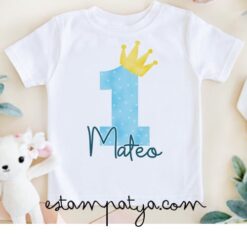 Camiseta Primer cumpleaños con corona