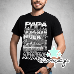 camiseta papá super héroes vintage blanco y negro