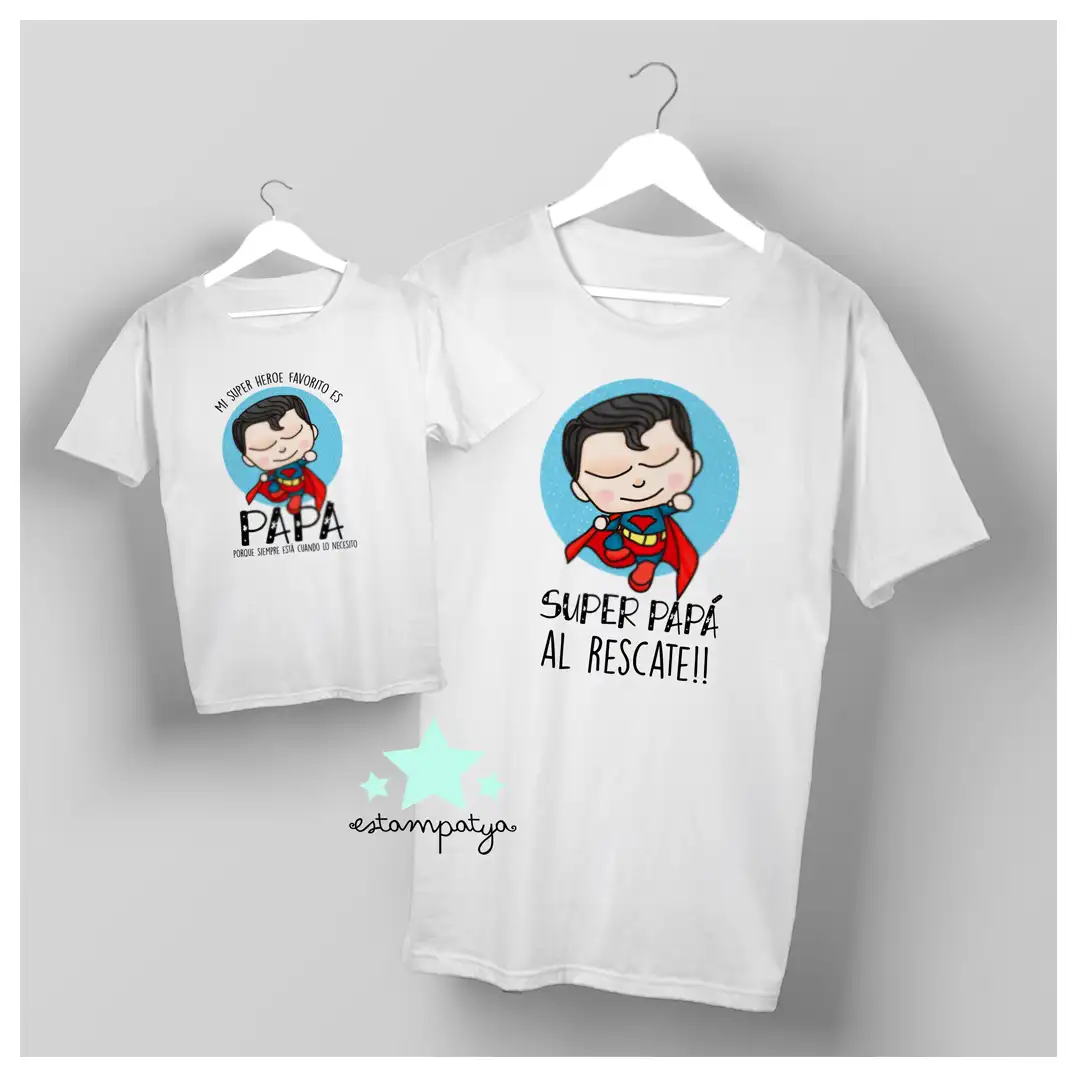 Camisetas Super papá - Estampatya camisetas super papá al rescate. Camisetas padres e hijos